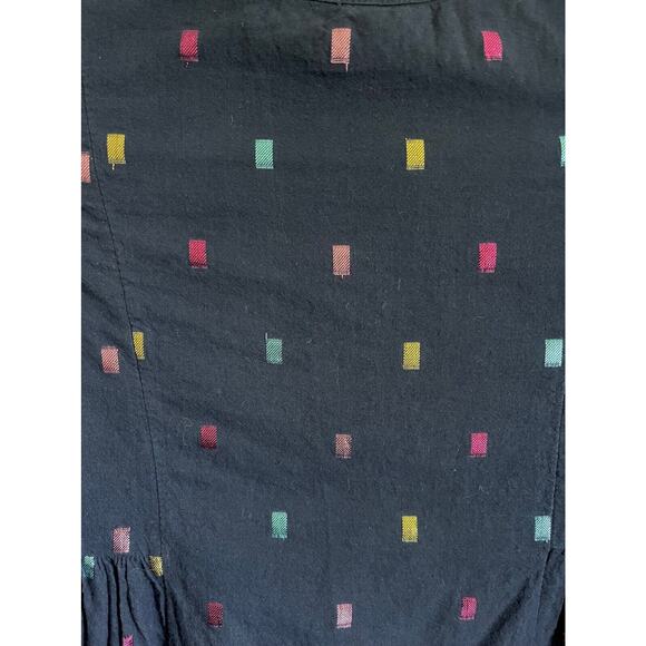 GAP KIDS Cotton Fit 'n Flare Dress Navy Blue Metallic Confetti Polka Dot Medium - Picture 6 of 9